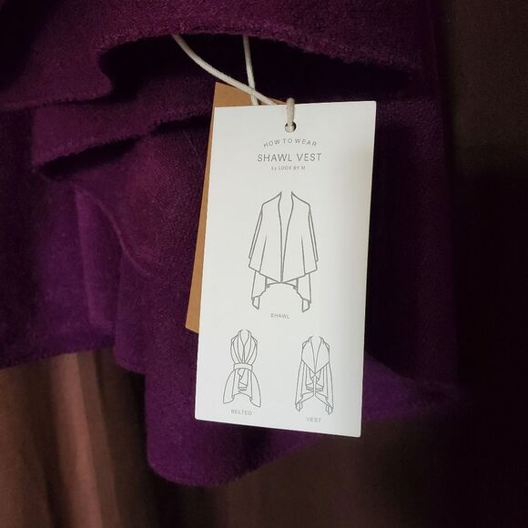 Look NWT Eggplant Shawl Vest Wrap Tunic Cloak Covering - One Sized - Picture 7 of 7